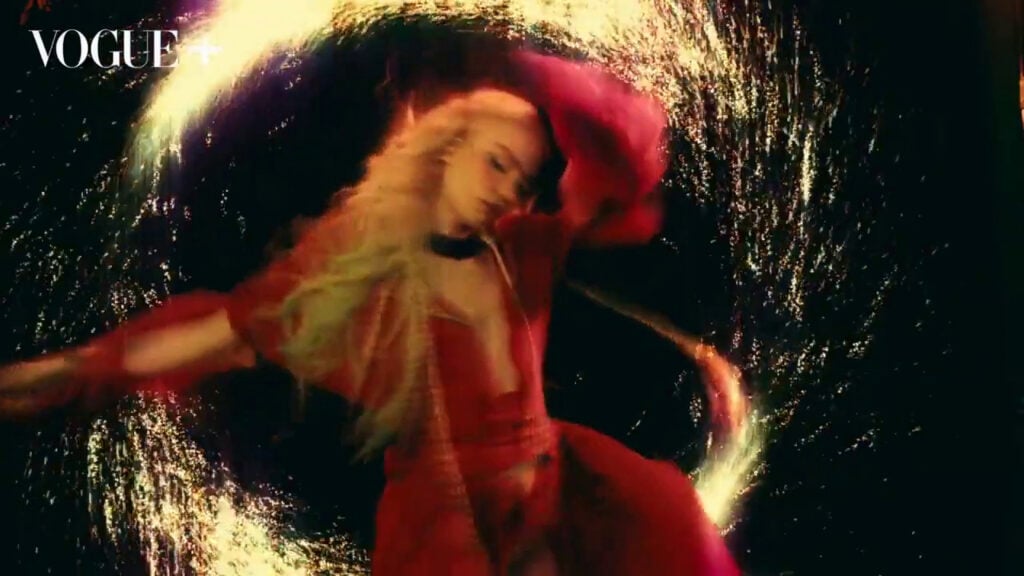 Grimes | Vogue China Cover-Worn Anna Dominova Custom Red Dress (August 2022)