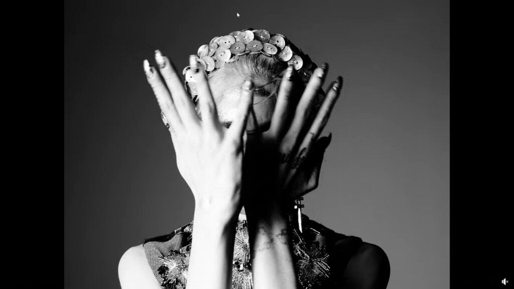 Grimes | Hunger Magazine Worn, Photo & Screen-Matched Sorcha O'Raghallaigh Embroidered Top (2015)