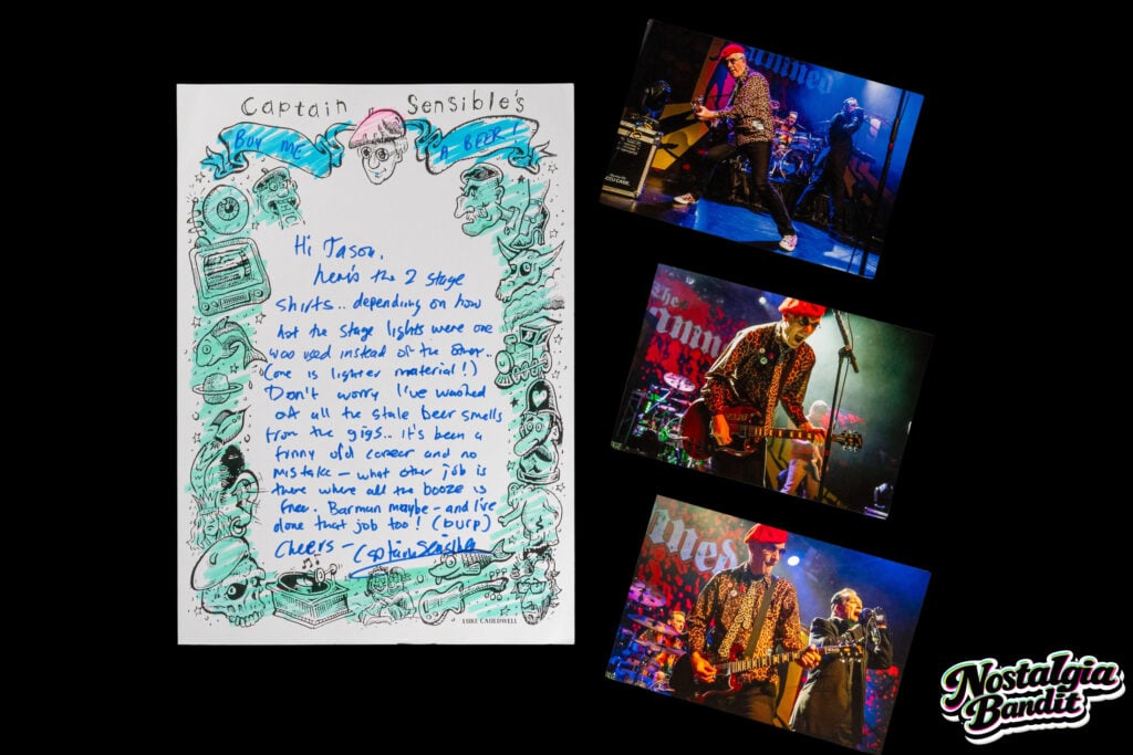 The Damned | Captain Sensible Stage-Worn & Photo-Matched Leopard Shirt, Tie & Signed Beret (2018)
