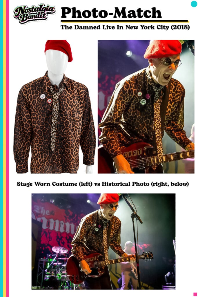 The Damned | Captain Sensible Stage-Worn & Photo-Matched Leopard Shirt, Tie & Signed Beret (2018)