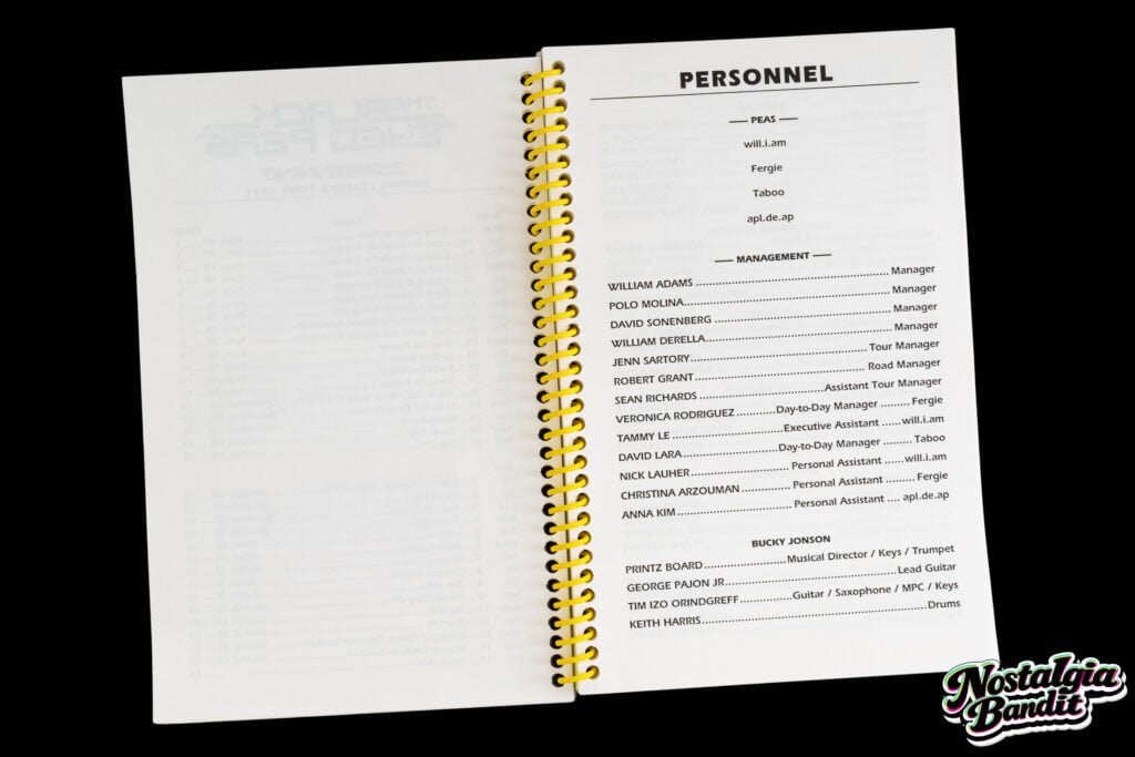 Black Eyed Peas | Teleprompter Lyric Binder & "The Beginning" Crew Itinerary Europe 2011