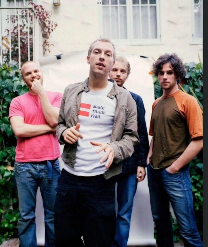 Coldplay | Chris Martin Stage-Worn, Customized & Band-Signed "Make Trade Fair" T-Shirt (2002-2004)