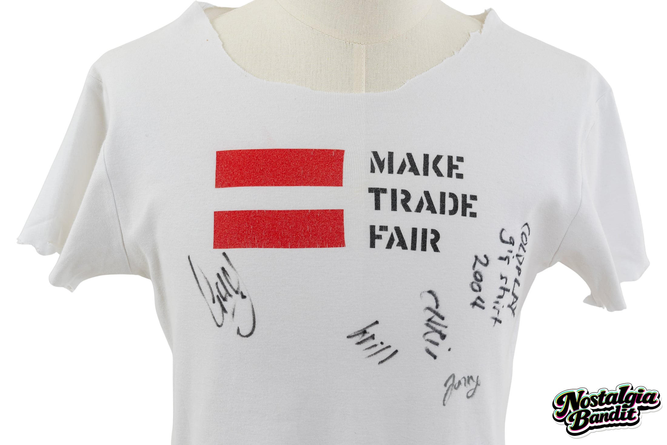 Nostalgia Bandit Auction - Coldplay | Chris Martin Stage-Worn, Customized & Band-Signed "Make Trade Fair" T-Shirt (2002-2004)