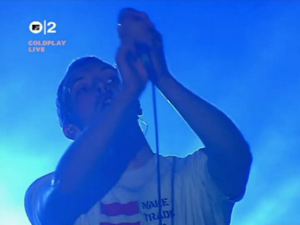 Coldplay | Chris Martin Stage-Worn, Customized & Band-Signed "Make Trade Fair" T-Shirt (2002-2004)