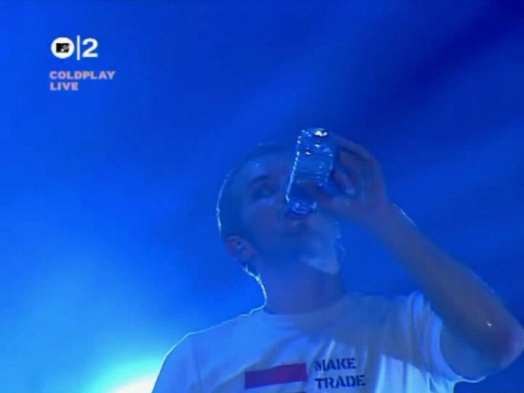 Coldplay | Chris Martin Stage-Worn, Customized & Band-Signed "Make Trade Fair" T-Shirt (2002-2004)