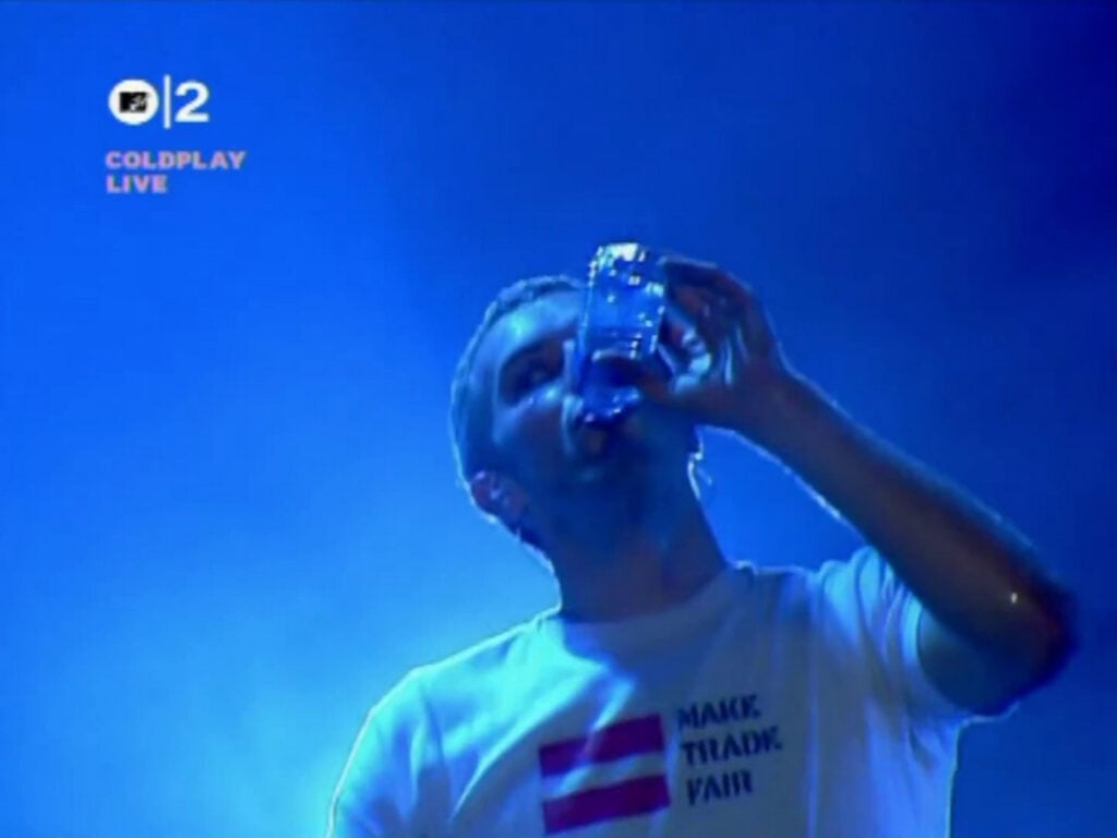 Coldplay | Chris Martin Stage-Worn, Customized & Band-Signed "Make Trade Fair" T-Shirt (2002-2004)