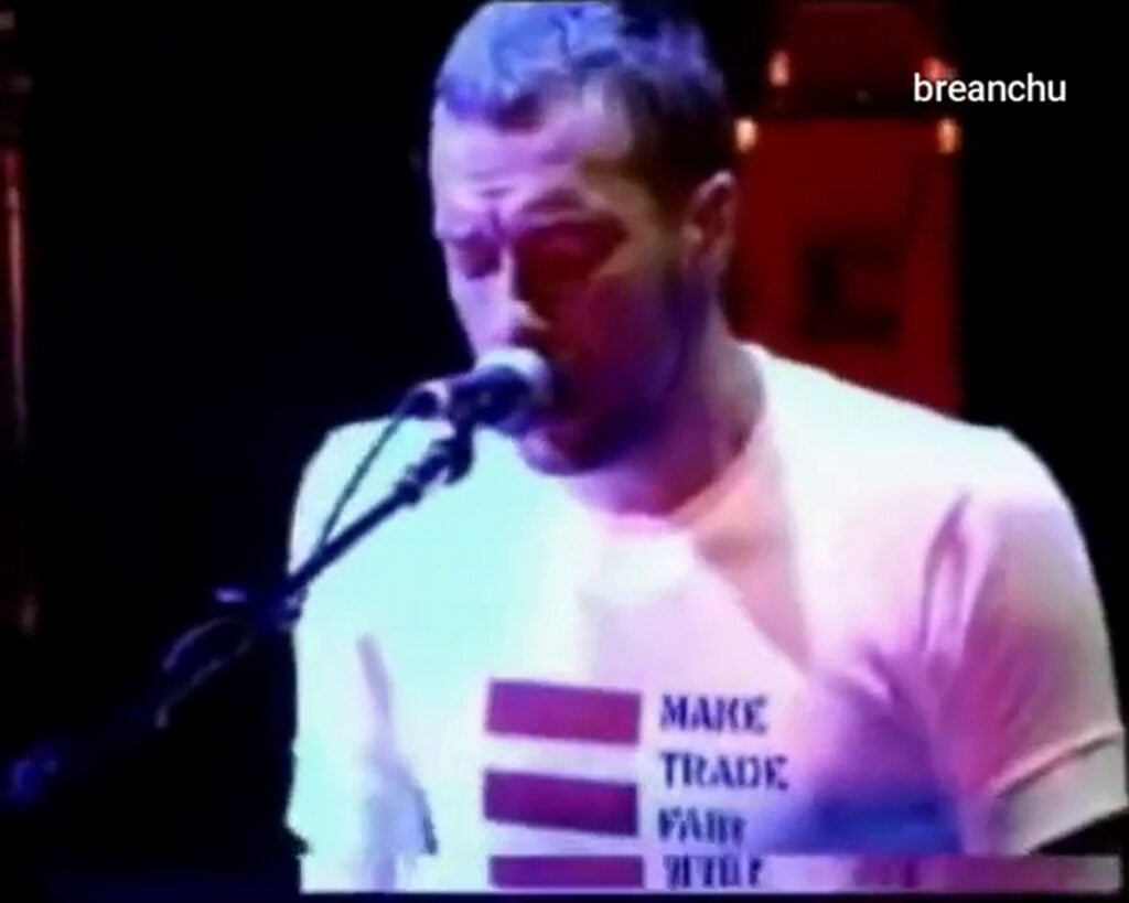 Coldplay | Chris Martin Stage-Worn, Customized & Band-Signed "Make Trade Fair" T-Shirt (2002-2004)