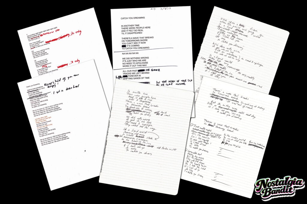 Ride | Andy Bell Original Handwritten & Annotated Draft Lyrics “Catch You Dreaming” (c.2017-2021)