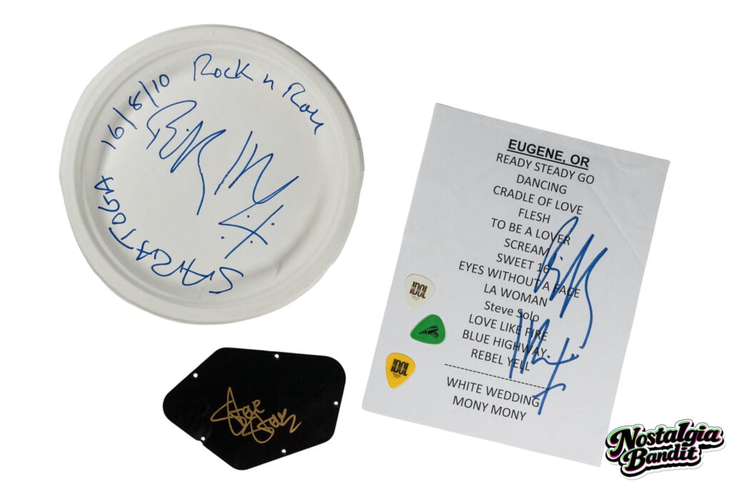 Billy Idol & Steve Stevens | Stage-Used Picks, Signed Pickguard, Plate & Set List (2010-2012)