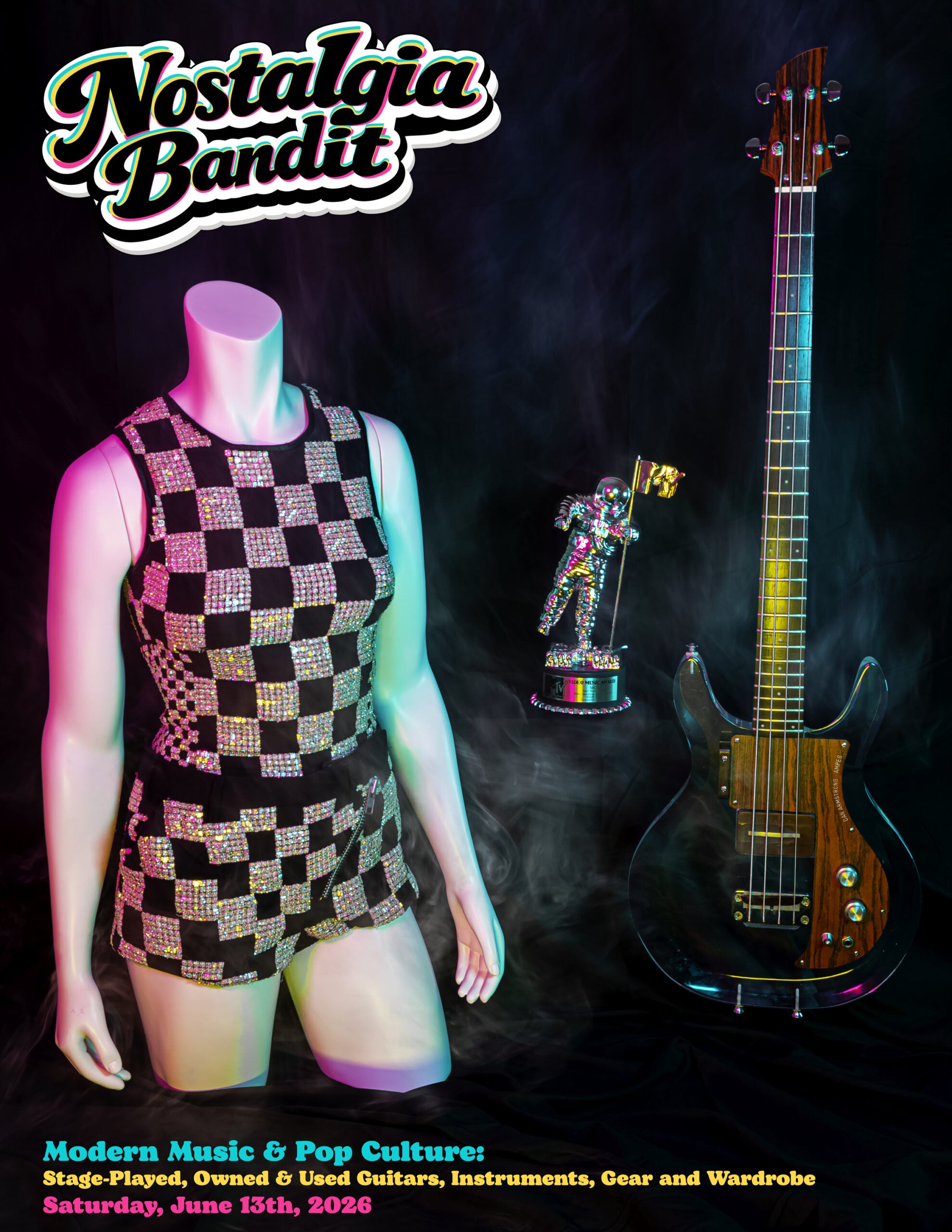 Nostalgia Bandit inaugural auction — Modern Music & Pop Culture: Stage-Played, Owned & Used Guitars, Instruments, Gear and Wardrobe.
