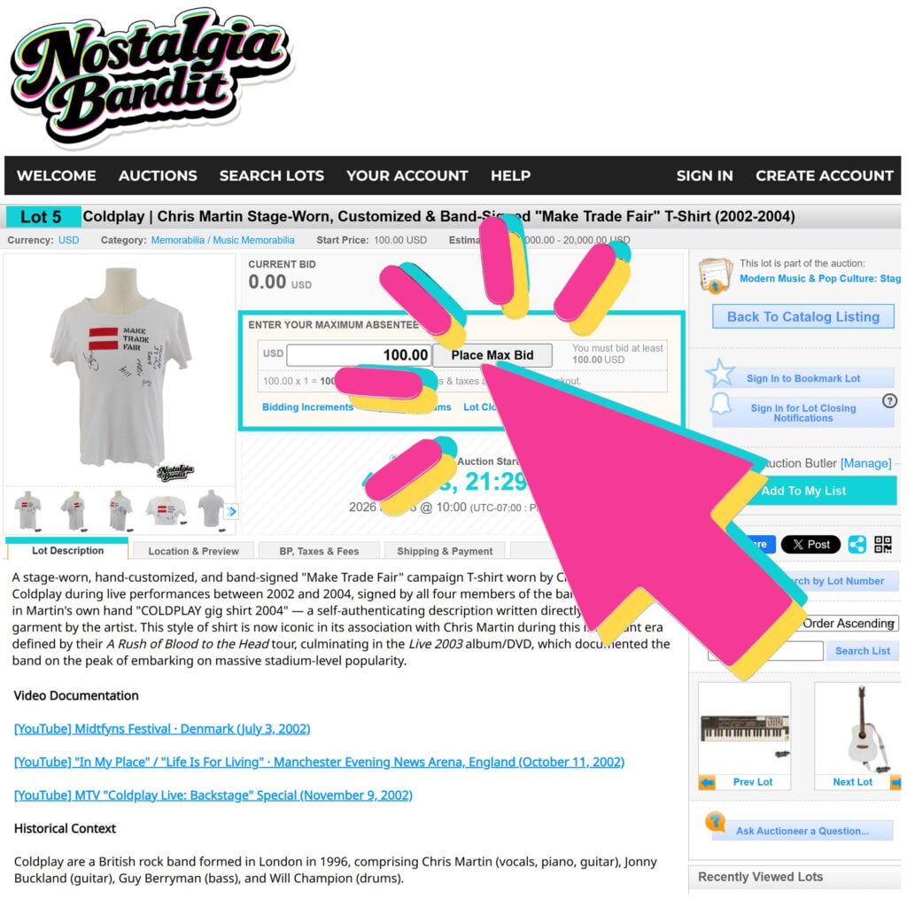 Interactive bidding platform screenshot with a mouse cursor overlaid